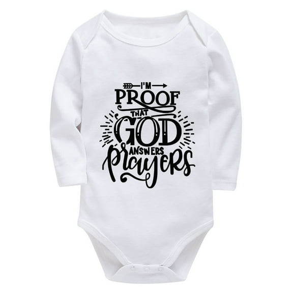 I'm Proof That God Answers Prayers Home from Hospital Baby Girl Outfit Long Sleeve Baby Boy Bring Home Outfits White Baby Gi