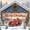 Red Truck, variant on Snowman Xmas Village Arch Christmas Garage Door Cover Banner Decorations Holiday Gifts Snowy Village Scene Christmas Decor, Indoor Outdoor Cover Party Backdrop, Festive Holiday Garage Decor 8X6ft