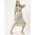 thumbnail image 4 of DressBerry Women’s Printed Poly Georgette Sweetheart Neck Puff Elbow Sleeves Calf Length Light Weighted Tiered Hem Casual&nbsp;Summerwear Beachwear Partywear All Purpose One Piece Dress, 4 of 7