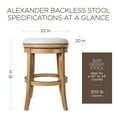 thumbnail image 5 of Maven Lane Alexander Backless Bar Stool, Weathered Oak w/ Sand Fabric, Set of 2, 5 of 6