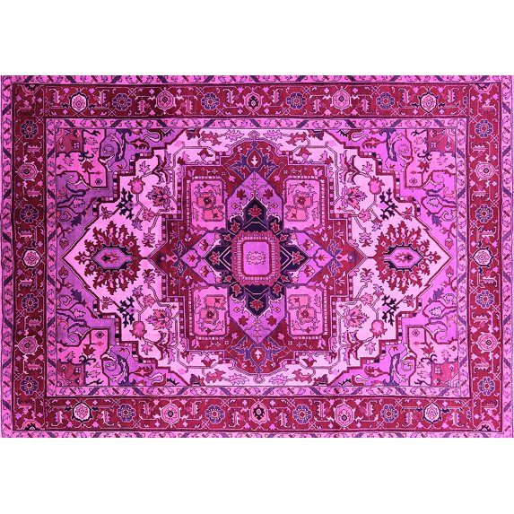 Ahgly Company Indoor Rectangle Oriental Pink Industrial Area Rugs, 2' x 5'