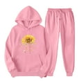 thumbnail image 2 of Womens 2 Piece Outfits Matching Sets Sweatsuit Hoodie Heart Print Sweatshirts with Sweatpants Tracksuits Fall Clothes (XL, Pink 01), 2 of 2