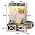 thumbnail image 3 of ChVans 75''H LED Farmhouse Hall Tree w/ Bench & Shoe Storage, White Hall Tree Entryway Bench w/ Coat Rack, 12 Shoe Cabinet, Umbrella Holder&Sock Storage Drawer, Mudroom, Hallway, 3 of 7