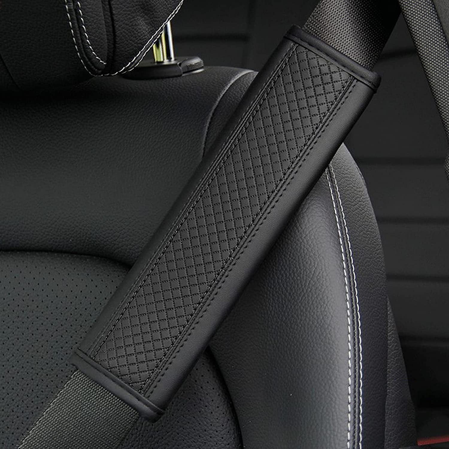 Auto Car Safety Seat Belt Strap PU Leather Shoulder Soft Cushions Pads Cover S 