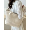 thumbnail image 2 of Deago Large Straw Beach Bag for Womens, Straw Handbag Woven Tote Bag with Zipper Summer Shoulder Bag (Beige), 2 of 9