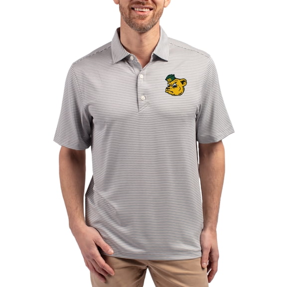 Men's Cutter & Buck Gray Baylor Bears Forge Eco Double Stripe Stretch Recycled Polo