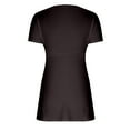 thumbnail image 5 of Njagoc3 Womens V-Neck Solid Color Casual T-Shirt with Ruffled Bow Accent, Lightweight Scoop Neck Artistic Tops Stretchy Fit Y2K Aesthetic Summer Streetwear Fashion, 5 of 6