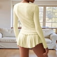 thumbnail image 5 of Women Cute Pajamas Set Long Sleeve Button Down Top Ruffle Shorts 2 Piece Lounge Sets Y2k Sleepwear Yellow S, 5 of 6