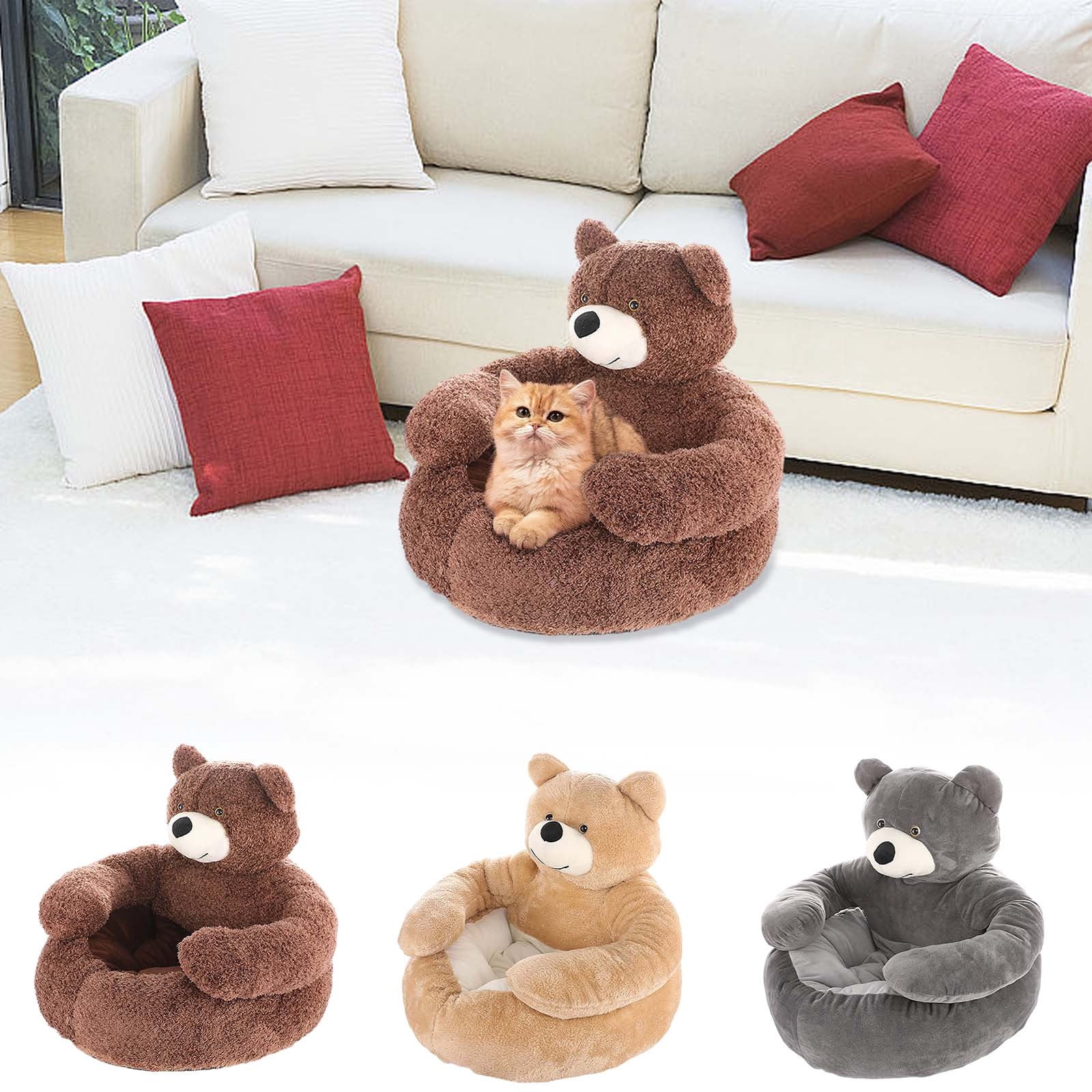 Sentmoon Cats Furniture Dog Beds Medium Sized Dog Detachable Washable Cuddly Bear Pet Bed Warm and Comfortable Dog Bed Cats Bed Deep Sleep Warm Pet Bed Mat