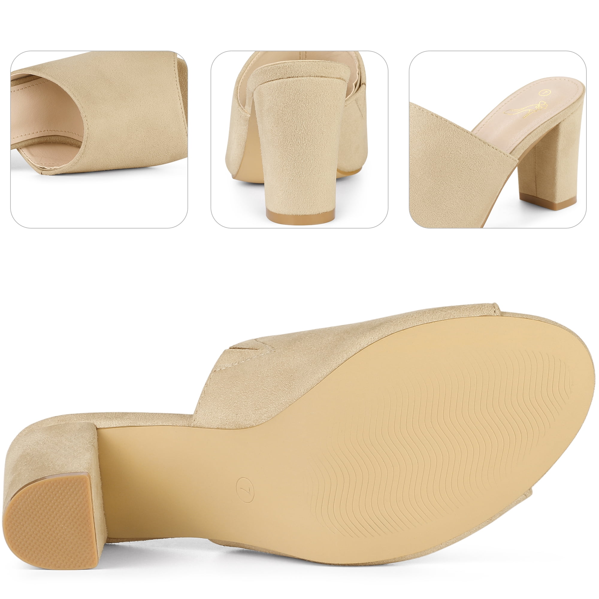 Unique Bargains Slide Heels Mules Slip on Block Heel Sandals for Women