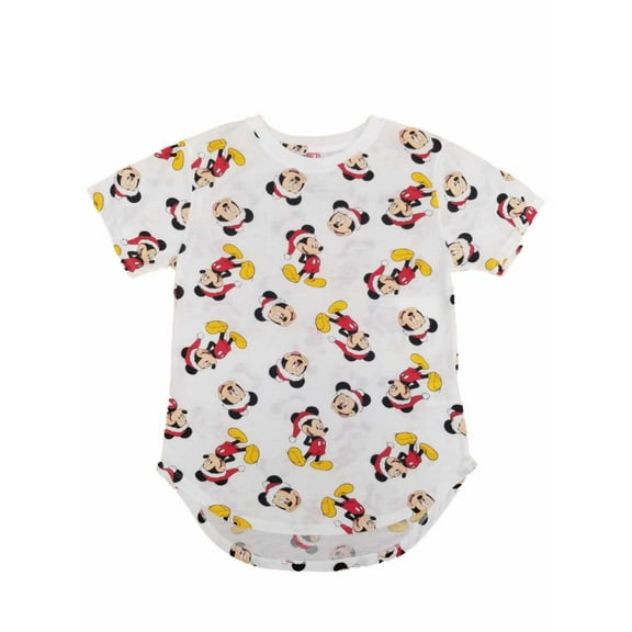 Disney Junior Womens Mickey Mouse Santa Claus Christmas Holiday T-Shirt L(11-13)