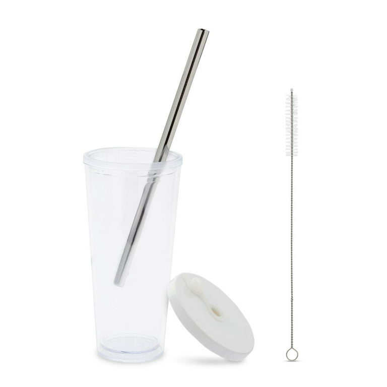 Daverly Way Reusable Boba Bubble Smoothie Cups with Lid And Metal Reusable  Straw and Straw Cleaner In Fun Gift Box (1-pack, 24oz Boba Tea Drinking