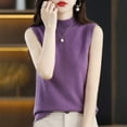thumbnail image 5 of Zengying Sweaters for Women Sleeveless Mock Neck Tops for Women Sweater Knit Turtleneck Soft Basic Vest Tank Lightweight Turtleneck Sweater Women Purple, 5 of 8