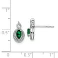 thumbnail image 2 of 925 Sterling Silver Created Emerald Diamond Stud Earrings Ball Button Birthstone May Gemstone Fancy, 2 of 6