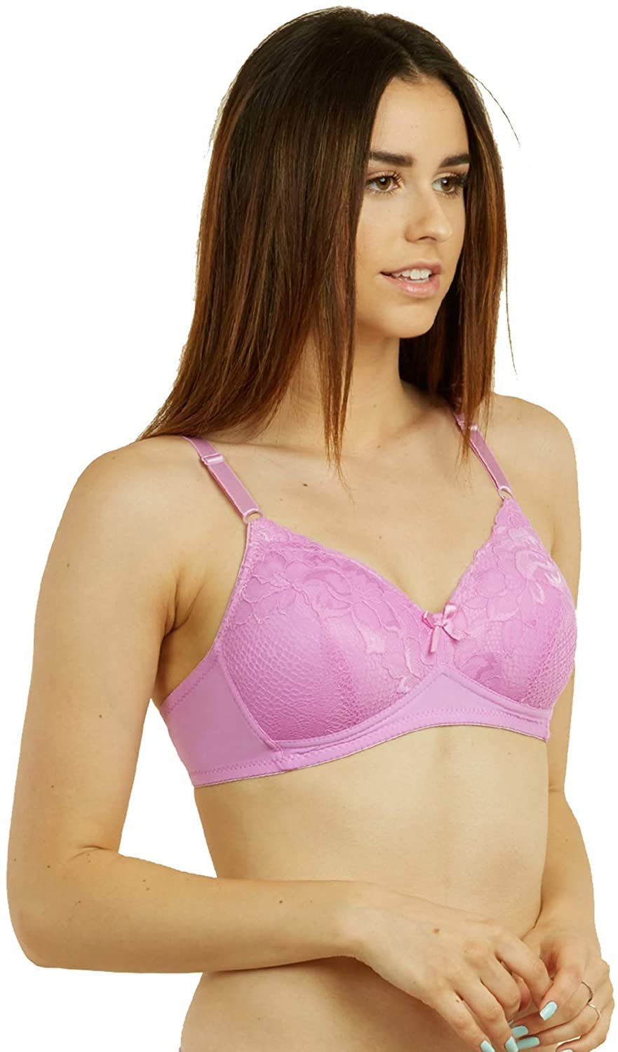 Iheyi 6 Pieces No Wire Full Cup Plain/Lace Light Padded Wire Free Bra A/B/C  (32B) 