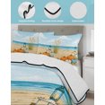 thumbnail image 3 of Quilts Queen Size Bedding Set, Coastal Pumpkins Reversible Summer Quilt 3 Pieces, Fall Watercolor Ocean Nautical Beach Lightweight Bedspreads Coverlets with 2 Pillow Shams for All Seasons, 3 of 5