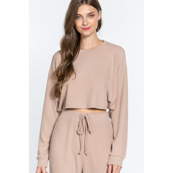 Long Dolman Slv Hacci Crop Top L