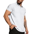 thumbnail image 2 of Polo Shirt for Men Textured Vertical Ribbed Knit Short Sleeve Casual Stylish Collared Summer Solid Color Tee, #01 White, 3XL, 2 of 6