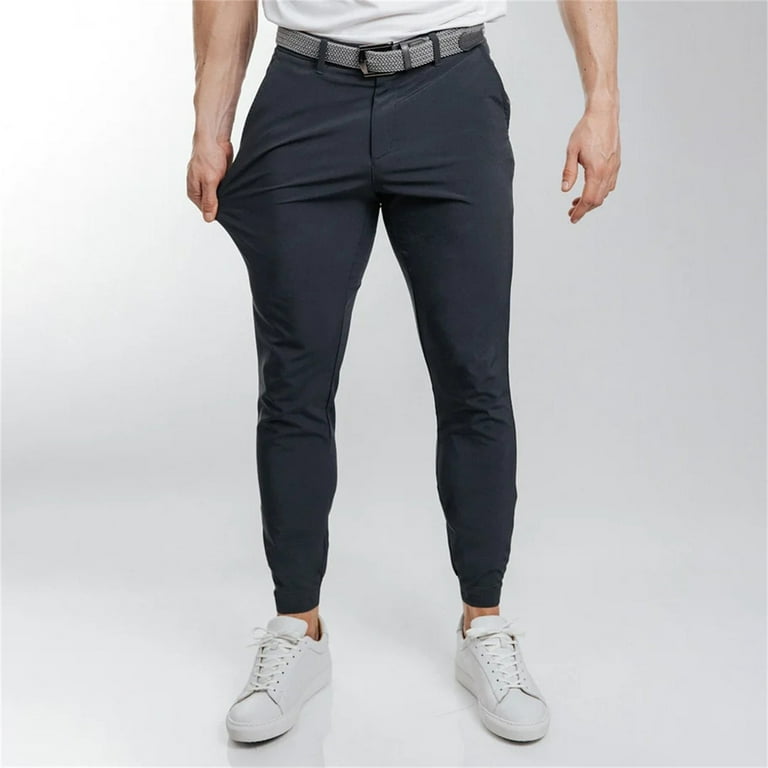 Men s Pants Compression Men Wide Slim Tight Casual Breathable Ankle Zip Fit Joggers Trousers Plus Size Chino Gray
