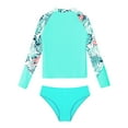 thumbnail image 4 of YONGHS Kids Girls Bathing Suit Long Sleeve Rash Guard Shirts with Briefs Sun Protection Beach Swimwear Lake Green 6, 4 of 7