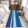 thumbnail image 5 of Abstract Washable Runner Rugs 2'x6', Colorful Mexican Stripe Navy Blue Black Farmhouse Low Pile Throw Entryway Rug Non-Slip Sturdy Edge Binding Carpet for Indoor Bedside Entrance Bedside, 5 of 9