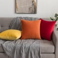 thumbnail image 3 of Juego de 2 Fundas de Almohada de Terciopelo Suave para Exterior (Naranja 45x45 CM), Fundas de Cojines Decorativas para Jardín para Sala de Estar y Dormitorio, Fundas de Almohada de Franela Navideña para Sofá sin Relleno Rojo Verde, 3 of 4