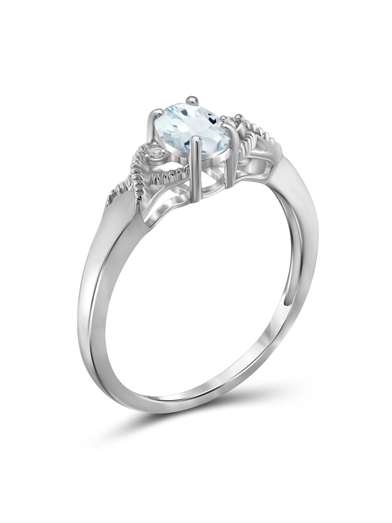 JewelersClub Aquamarine Ring Birthstone Jewelry – 0.50 Carat Aquamarine Sterling Silver Ring Jewelry with White Diamond Accent – Gemstone Rings with Hypoallergenic Sterling Silver Band