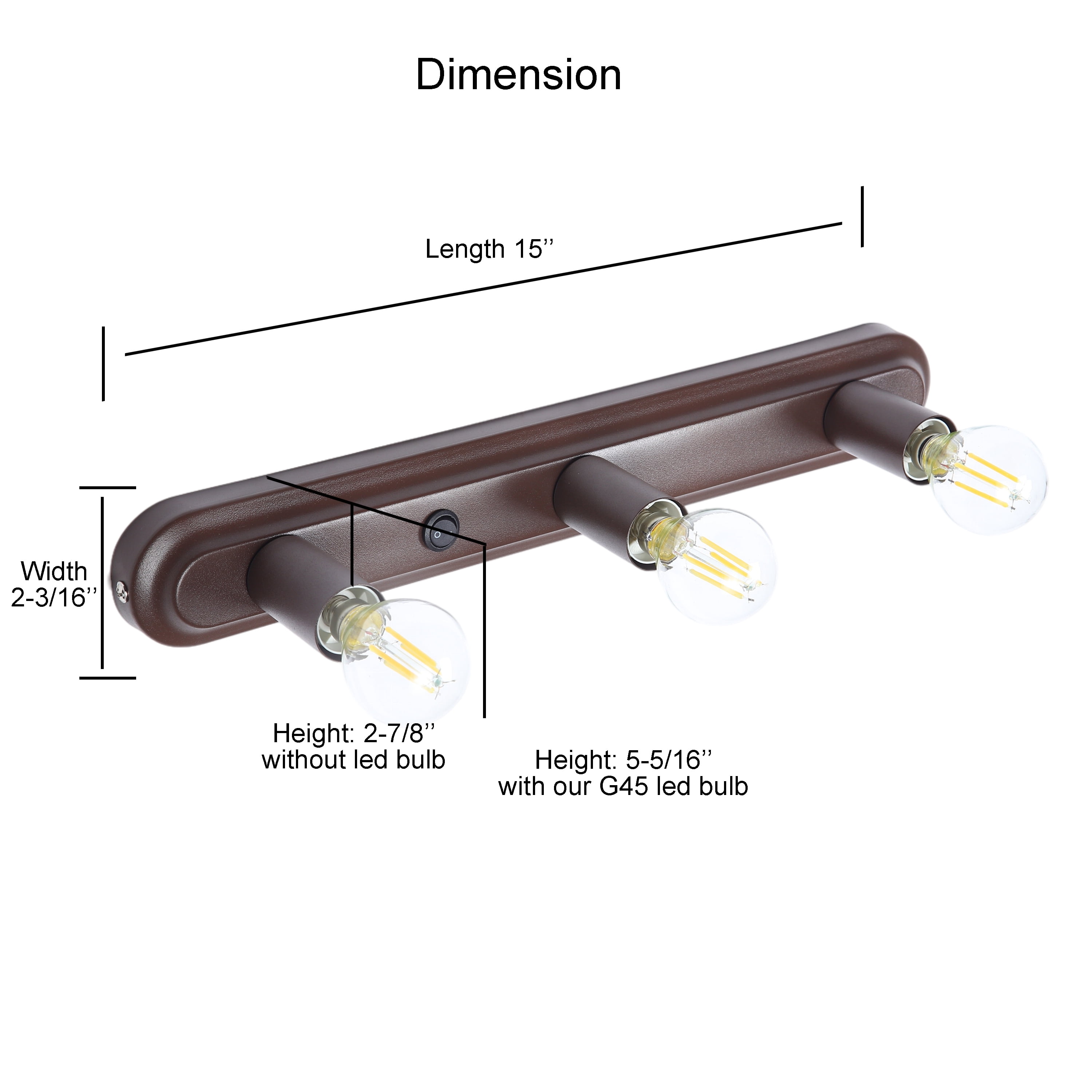 Maichis 15'' RV Wall Sconce with 3 LED Bulbs (Included), 12V RV Vanity Light Fixture with ON/Off Switch, 12Volts RV Interior Light for RV, Boat, Marine, Motorhome, Caravan, Brown Finish