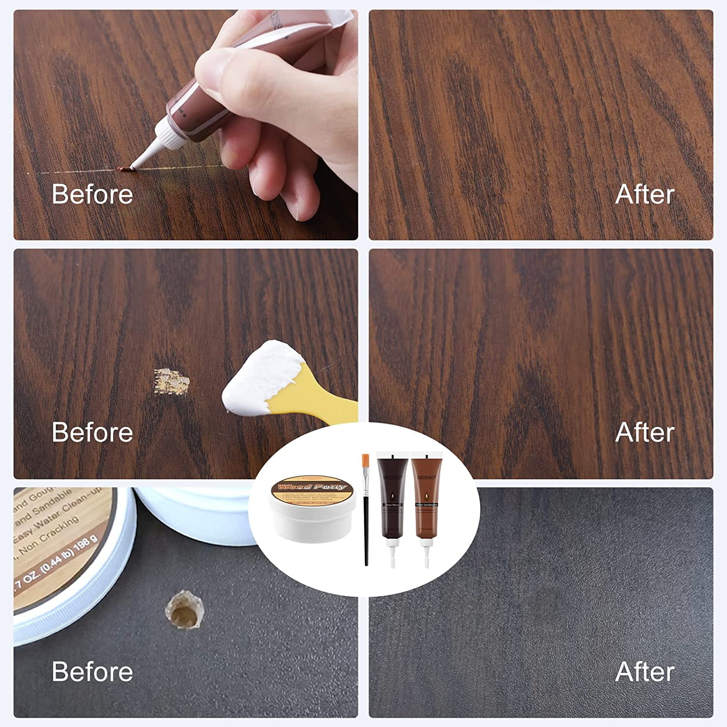 All-Purpose, Easy-To-Use Wood Filler Restores and Repairs Home Imperfections