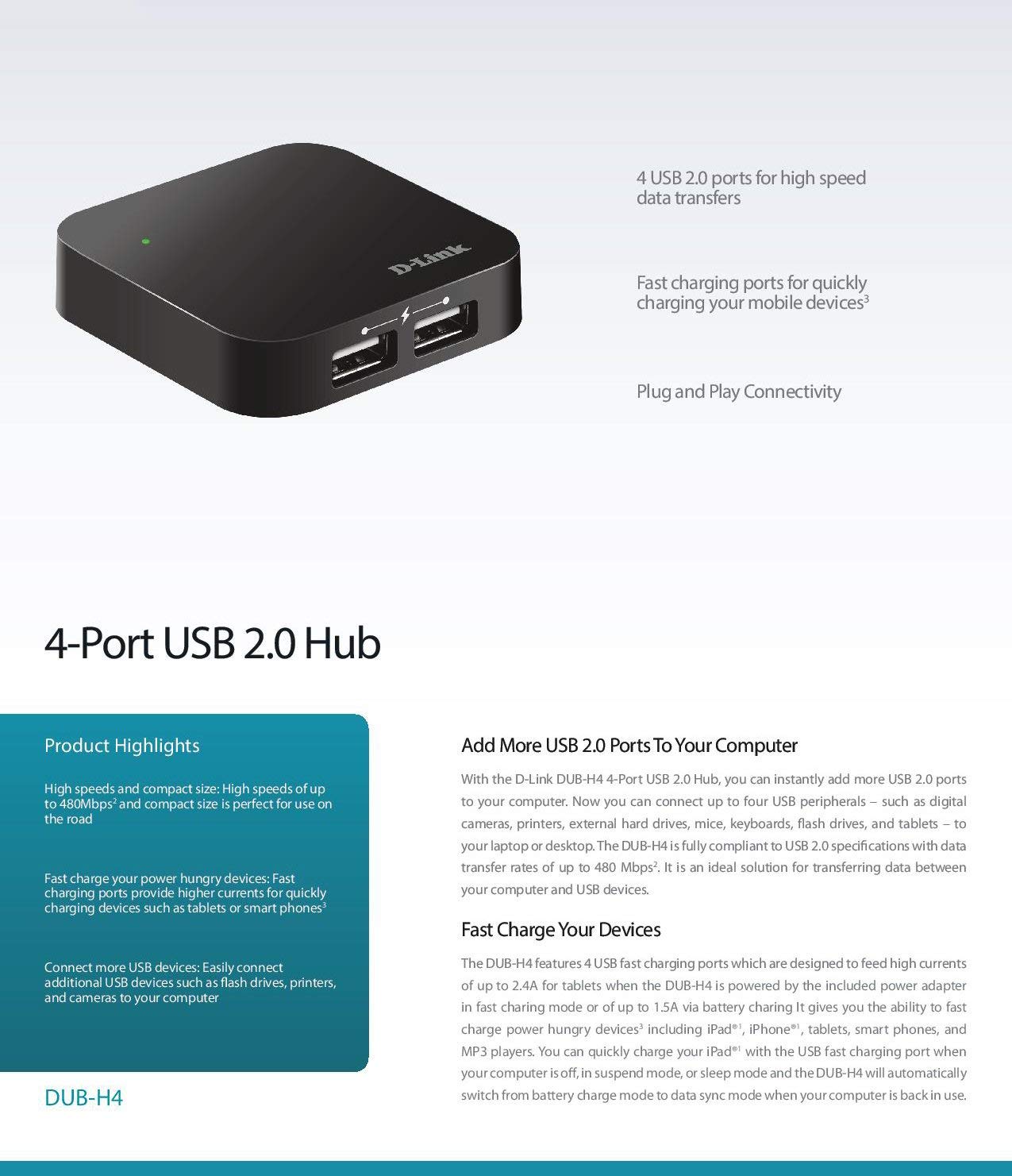 D-Link DUB-H4 4-Port USB 2.0 Hub - image 5 of 7
