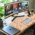 thumbnail image 5 of Extended Gaming Mouse Pad (35.4x15.7 in), Large Stable Rubber Base Mousepad with Stitched Edges, Keyboard Mouse Mat Desk Pad for Work, Game, Office, Home (A-Orange Floral, Extended), 5 of 7