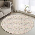 thumbnail image 3 of Spring Flowers Round Area&nbsp;Rug 3ft Watercolor Blue Dragonfly Pink Floral Leaf Linen Texture Non-Slip&nbsp;Washable Circle Rugs Soft Felt Indoor Floor Mat for Bedroom Kitchen Living Room Bathroom, 3 of 9