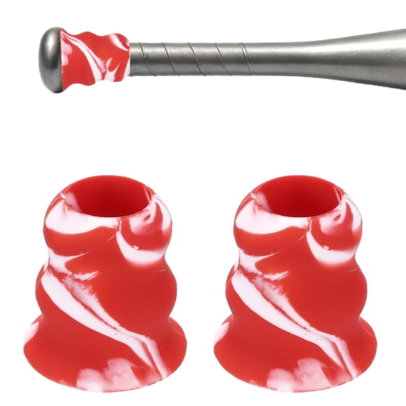 Uxcell Bat Taper, Bat Knob Taper Softball Grip Silicone Non-slip Ergonomic Enhanced Grip Easy Installation 2Pcs & Red-White - Fit for (Most Softball Bats/Baseball)
