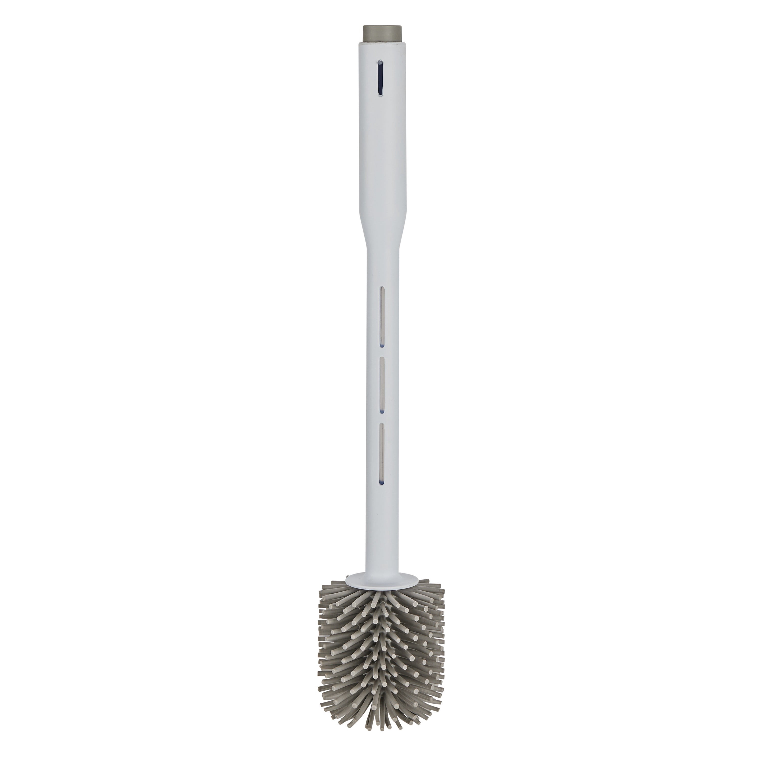 Bath Bliss 2-in-1 Toilet Bowl Brush with Refillable Liquid Dispenser Handle White Color | Bathroom Cleaning Supplies | Compact Toilet Brush Storage
