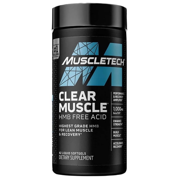 Muscletech HMB Supplements 1000mg, Clear Muscle (42 Liquid Softgels) - Highest Grade HMB for Lean Muscle & Recovery - HMB Free Acid Muscle Supplement - Help Decrease Muscle Breakdown