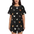 thumbnail image 1 of Balery Funny Chicken Conjunto de Pijama para Mujer con Estampado, Dos Piezas de Manga Corta y Shorts, Ropa de Dormir Suave con Cuello Redondo y Bolsillos-3X-Large, 1 of 6