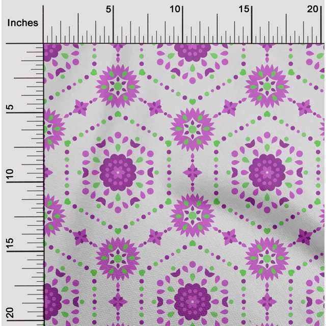 oneOone Cotton Poplin Purple Fabric Dot|Heart & Hexagon Shape Geometric Sewing Material Print Fabric By The Yard 56 Inch Wide