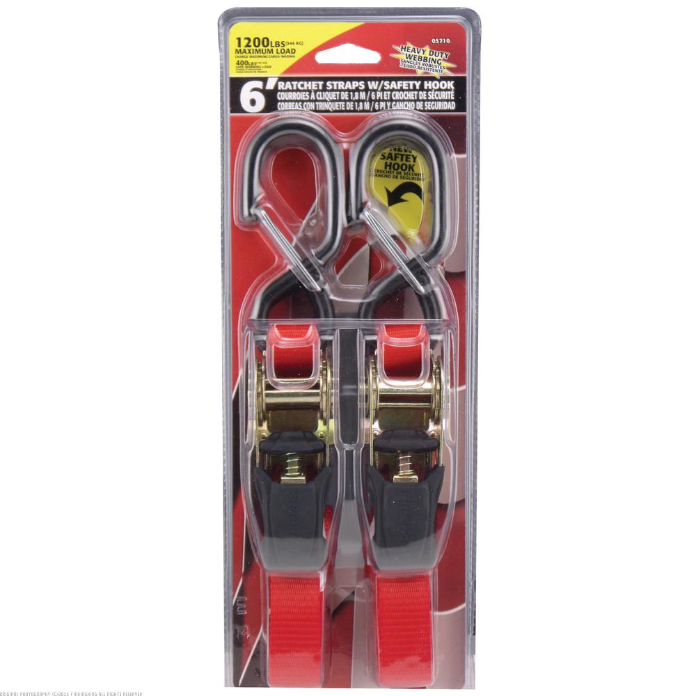 1" x 6' Heavy Duty Motorcycle Straps Tie Down 1200 lb Black 2Pcs