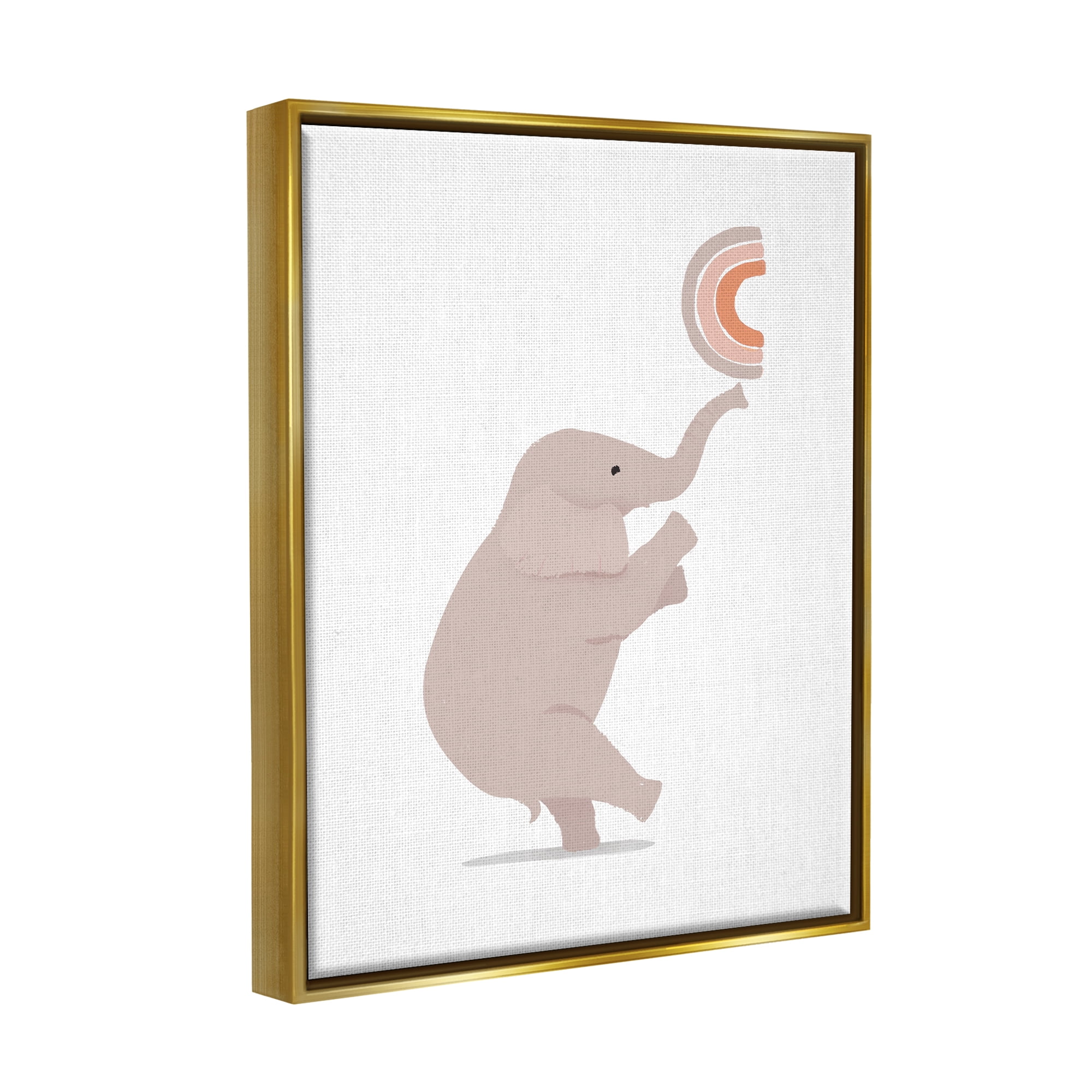 Stupell Industries Elephant Balancing Rainbow Animals & Insects Painting Gold Floater Framed Art Print Wall Art, 25 x 31