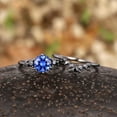 thumbnail image 2 of Vintage Round Cornflower Blue Sapphire Engagement Ring Set IN 14K Black Gold Vermeil- Black Diamond Sapphire Bridal Set- Wedding Set Promise Ring, 2 of 3