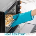 thumbnail image 2 of 6 Piece Teal Silicone Oven Mitt Set Heat Resistant Quilted Lining Pot Holder Trivet BBQ Cooking, 2 of 8