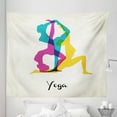 thumbnail image 1 of Yoga Tapestry, Different Yoga Poses Energetic Female in Motion Pilates Human Health Well Being, Fabric Wall Hanging Decor for Bedroom Living Room Dorm, 5 Sizes, Pink Yellow Teal, by Ambesonne, 1 of 1