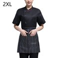 thumbnail image 2 of Summer Chef Coat Botones de uniforme del chef de poliéster con bolsillos delanteros Traje de catering Moda suministros de cocina para cafetera Black XXL seitruly LF000330-04, 2 of 7