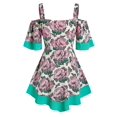 thumbnail image 1 of Túnes de túnica de hombros florales de talla grande Rosegal  Blusas Tallas Grandes, 1 of 5