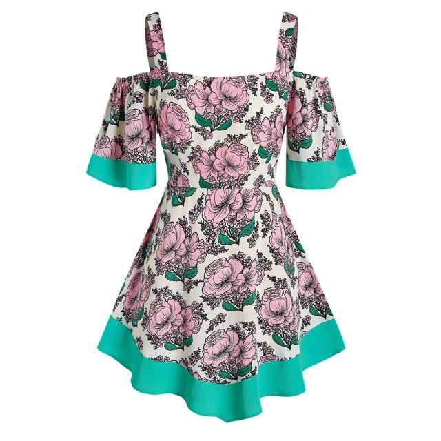Túnes de túnica de hombros florales de talla grande Rosegal Blusas Tallas Grandes