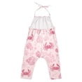thumbnail image 3 of Girls' Jumpsuits Rompers Summer Casual Sleeveless Rompers With Pockets Spaghetti Strap Romper Pink Line Art Sea Life Pattern 6T, 3 of 7