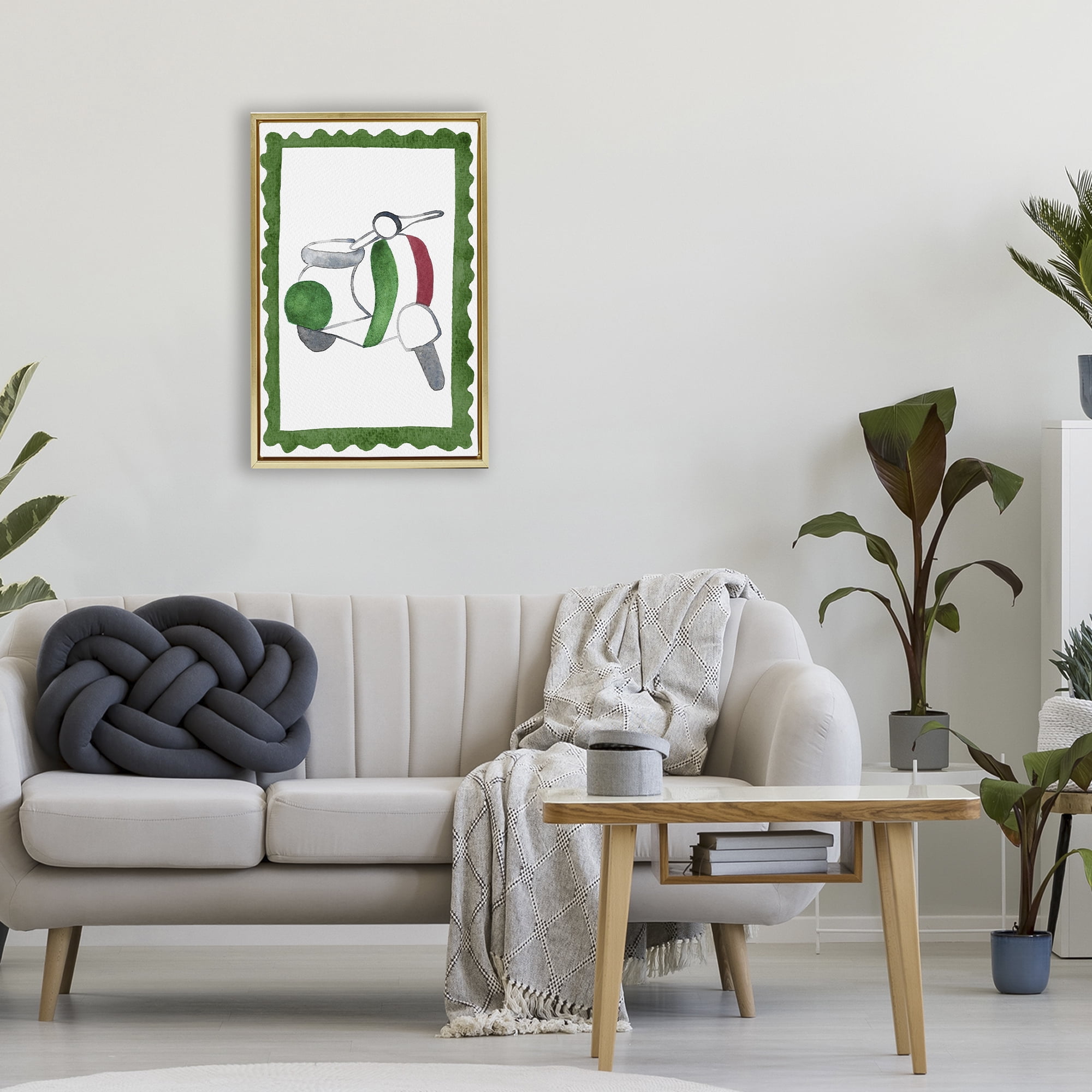 Stupell Industries Italian Motor Scooter Gold Framed Floater Canvas Wall Art, design by Camila Juncos