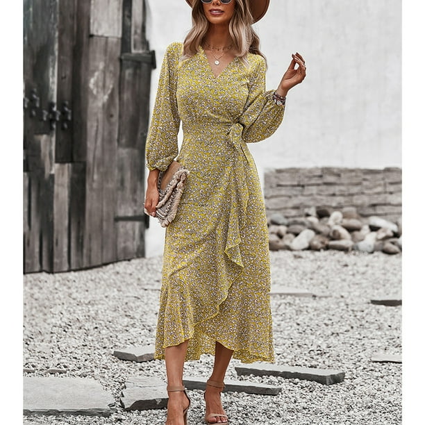 Womens floral hotsell long sleeve dress
