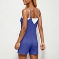 thumbnail image 4 of Summer Rompers Rompers for Women Summer Casual Sleeveless Spaghetti Strap V-Neck Jumpsuit Ribbed Shorts Overalls with Pockets Maternity Jumpsuits for Women Blue M, 4 of 7