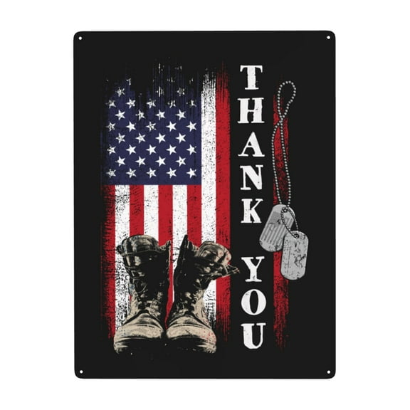 Thank You Veteran Metal Sign Decor Tin Hanging Picture Wall Decoration 12x16 Inches